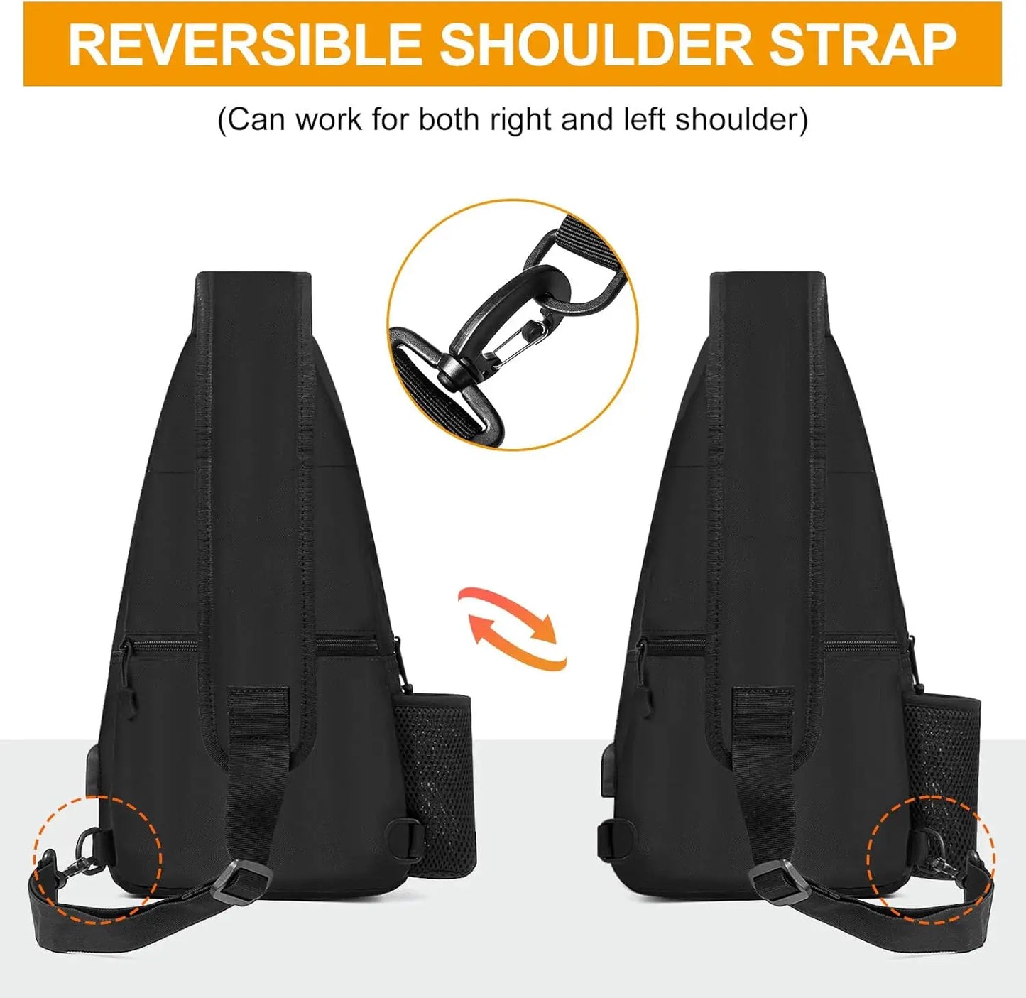 Tactical EDC Sling Bag Black Military One Strap Shoulder Backpack Small Molle Range Bags Chest Pack