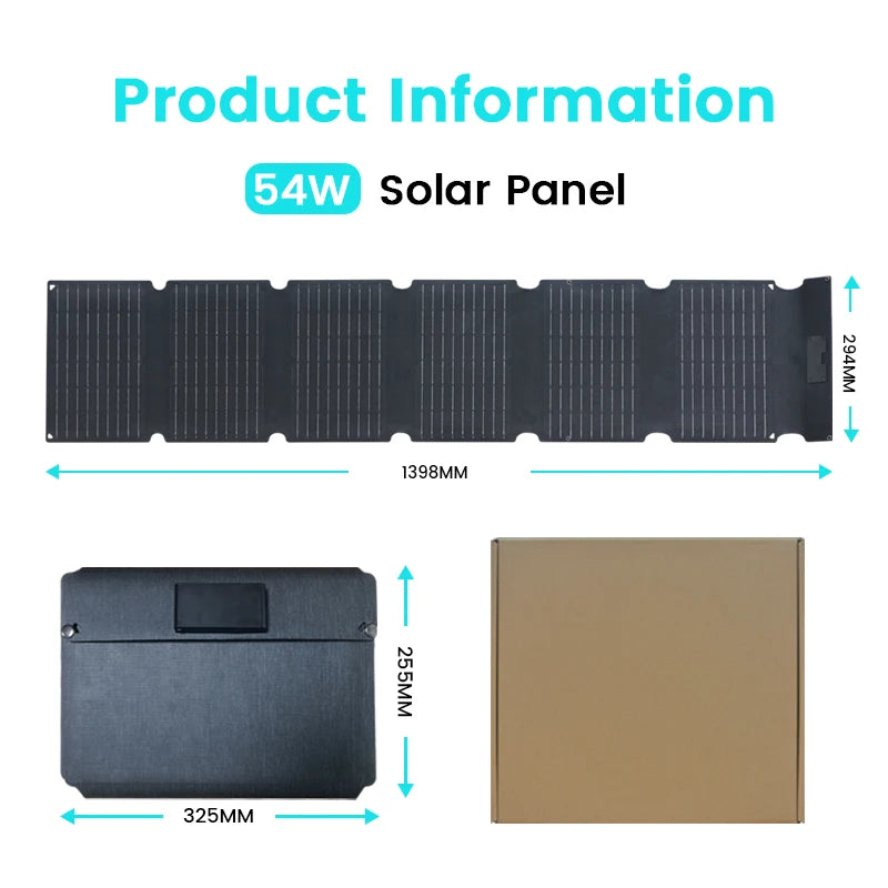 CTOLITY 54W ETFE Solar Panel Portable Folding Bag USB Type-C 22% Efficiency Outdoor Power Supply for Home Camping Power Bank ﻿