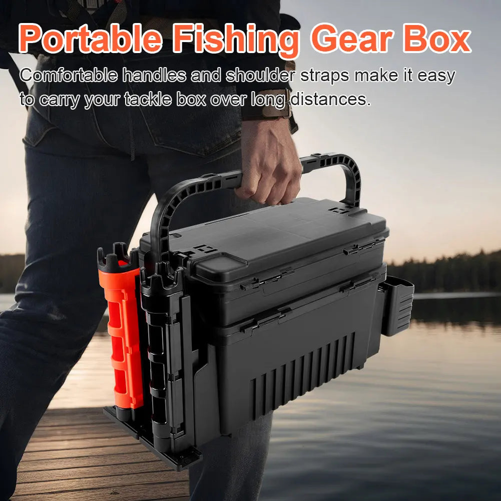 Portable Fishing Tackle Box 2 Tier Multi-functional Fishing Accessories Lure Hook Storage Case Fishing Tool Box Accessories