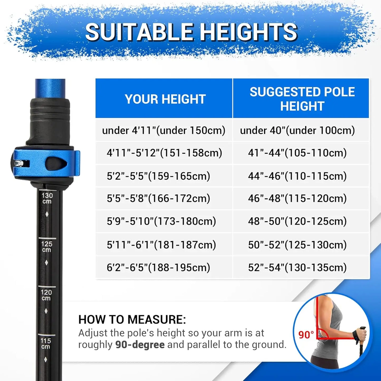 Lightweight Aluminum Trekking Poles with Cork Grips, Adjustable Telescopic Design for Hiking and Camping