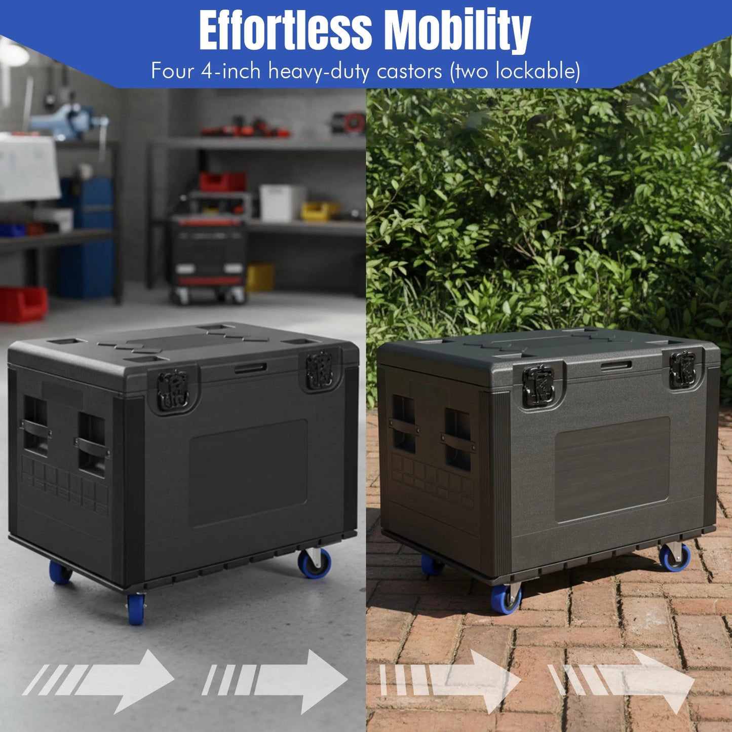 Utility Cable Trunk Road Case with Wheels Tool Box Waterproof Heavy Duty ATA for Professional Wire Audio & DJ Equipment Storage