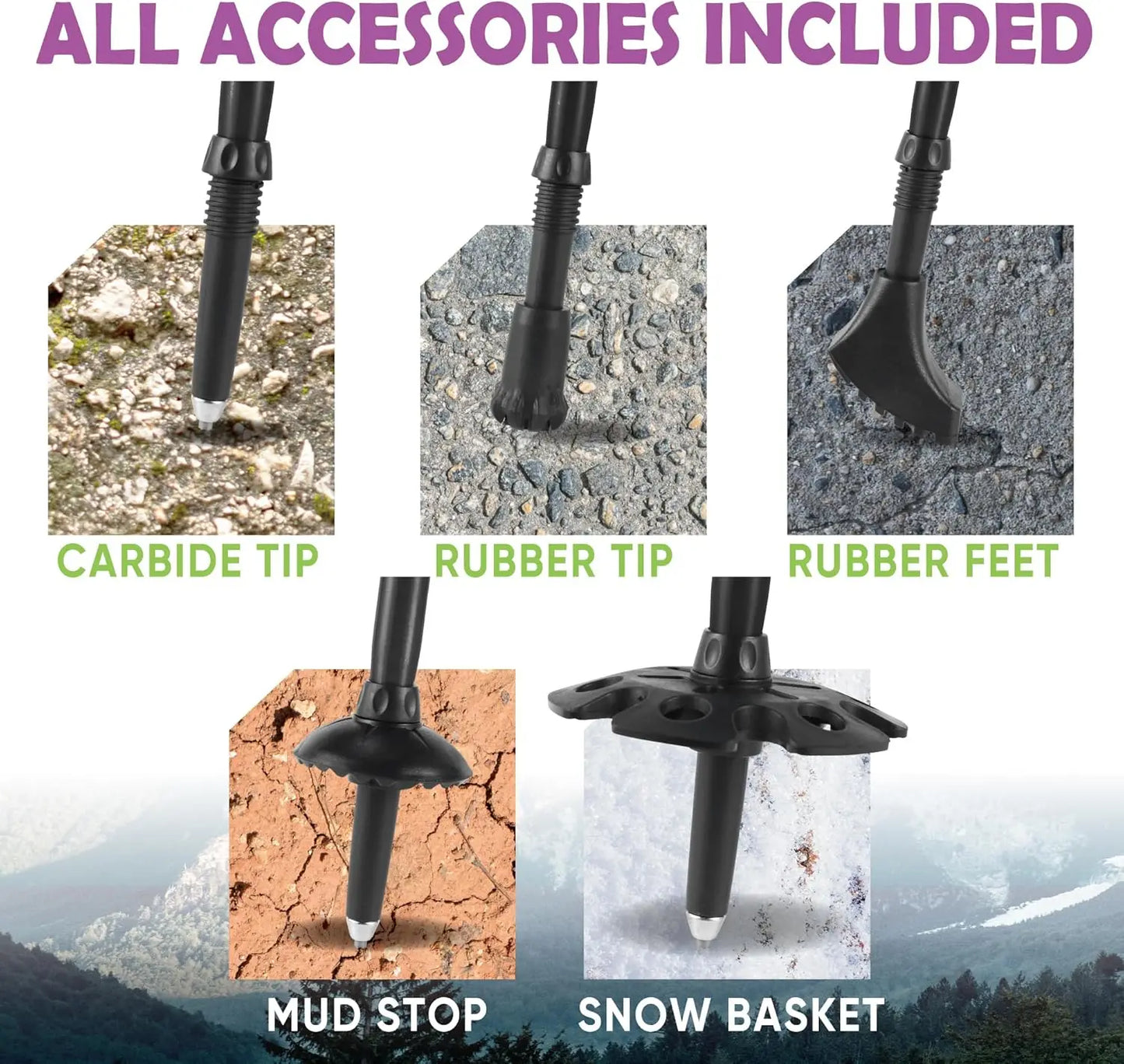 Collapsible Hiking Poles for Seniors, Women & Men - 2pc Set with Balance Support