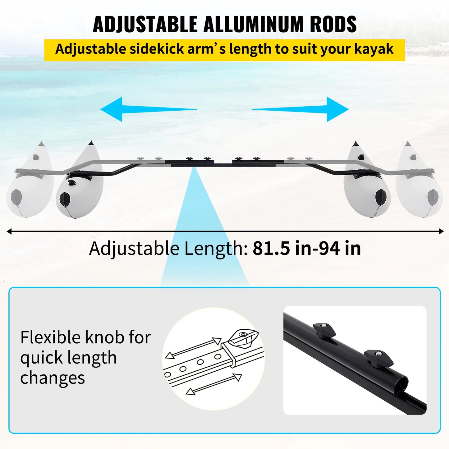 VEVOR 2 Pcs Kayak Outrigger Stabilizer Inflatable Outrigger Float Standing Float Stabilizer System Kit for Canoes Fishing Boats