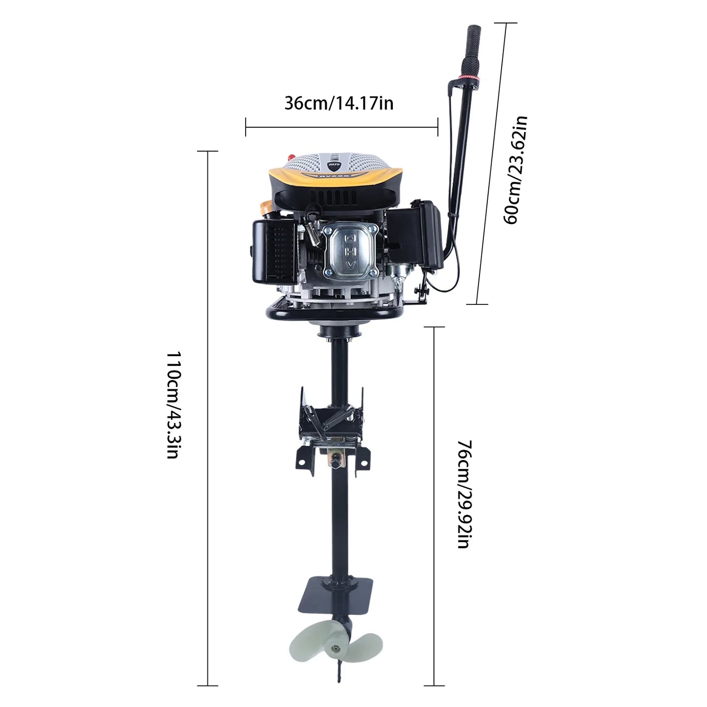 4 Stroke 9HP 225CC Outboard Motor, Heavy Duty Long Shaft Fishing Boat Engine Marine Engine w/Air Cooling&TCI Ignition