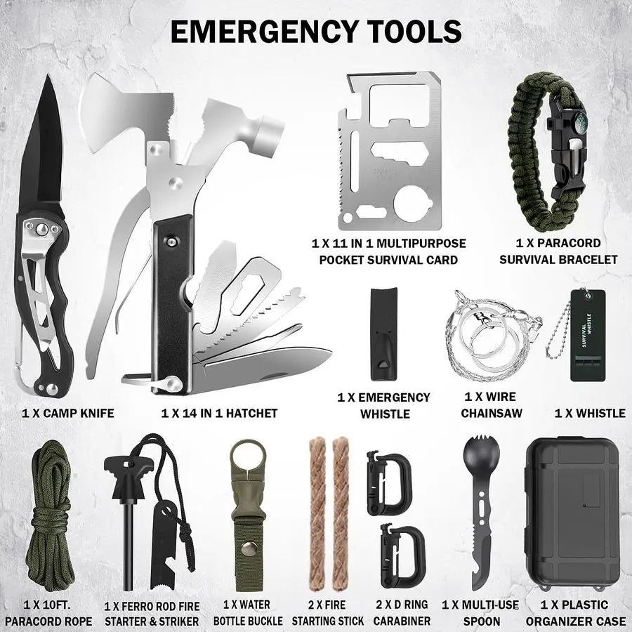 for Men Christmas Survival Kit, Survival Gear and Equipment 258 PCS with Water Filter, Emergency Tent, LED Lantern, First Aid Ki