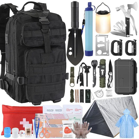 for Men Christmas Survival Kit, Survival Gear and Equipment 258 PCS with Water Filter, Emergency Tent, LED Lantern, First Aid Ki