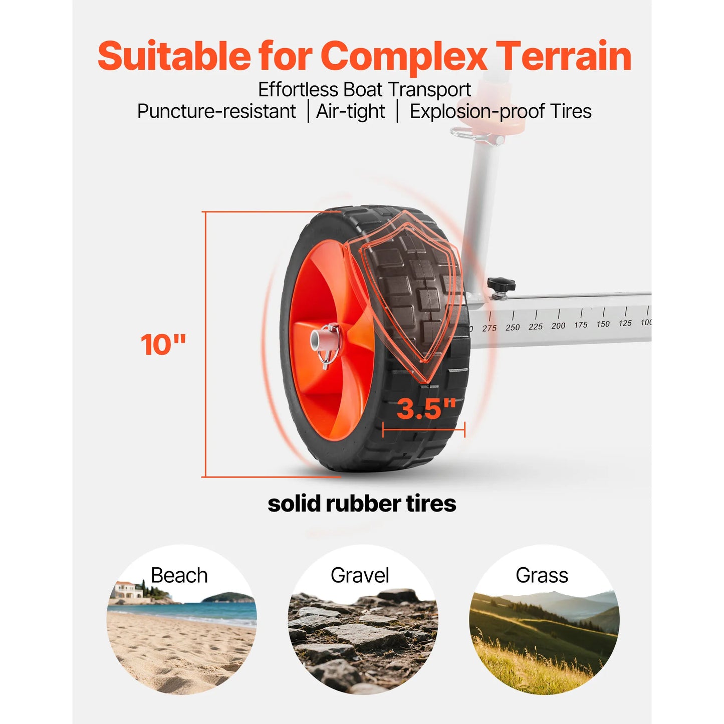 SucceBuy Kayak Cart 230 lbs Load Capacity Canoe Cart Dolly with 10inch Solid PU Tires & Kickstand for Kayaks Canoes Paddleboards