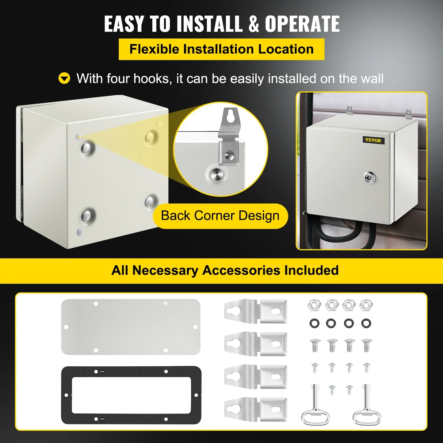 SucceBuy NEMA Steel Enclosure NEMA 4X Steel Electrical Box IP66 Waterproof & Dustproof, Outdoor / Indoor Electrical Junction Box