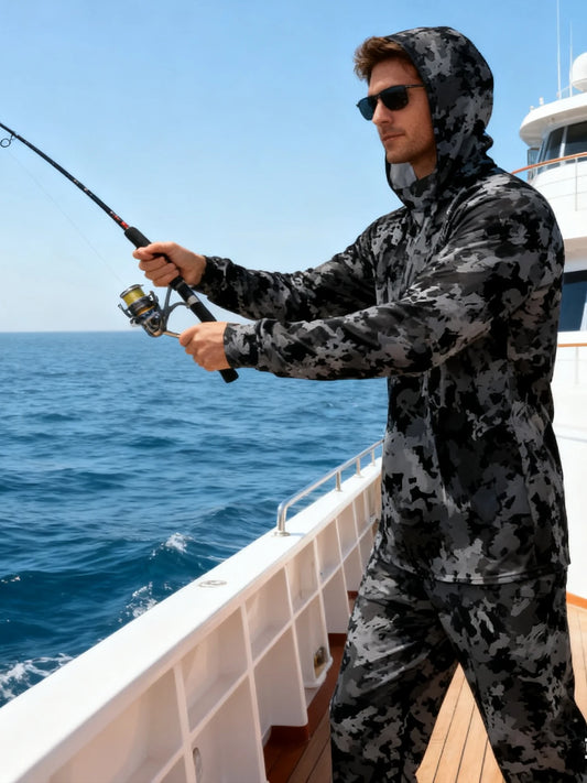 Fishing Hoodie Sailing Shirt Men Long Sleeve Sun Protection Hunting Jersey Camisa De Pesca Performance Fish Gear Beach Tops Wear