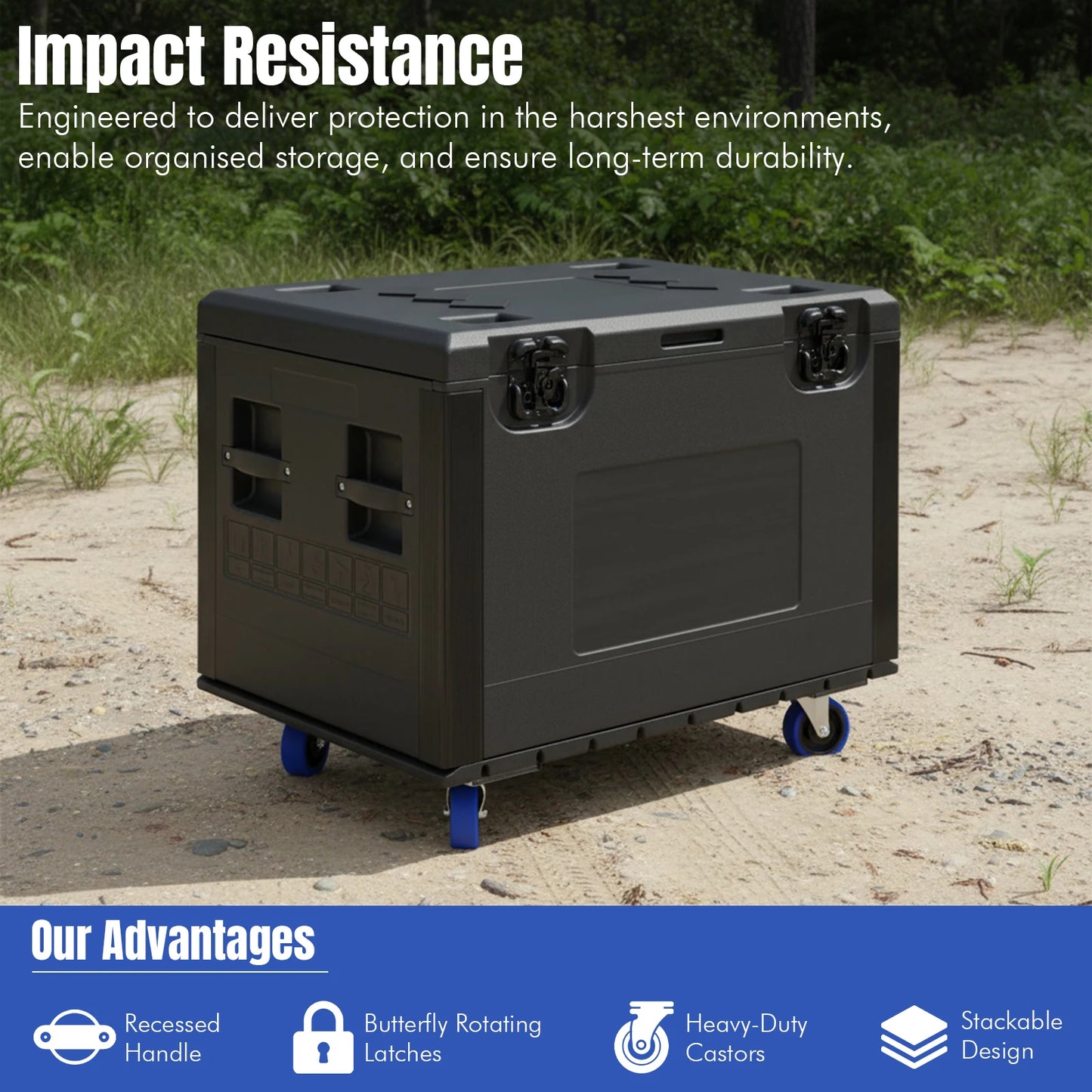 Utility Cable Trunk Road Case with Wheels Tool Box Waterproof Heavy Duty ATA for Professional Wire Audio & DJ Equipment Storage