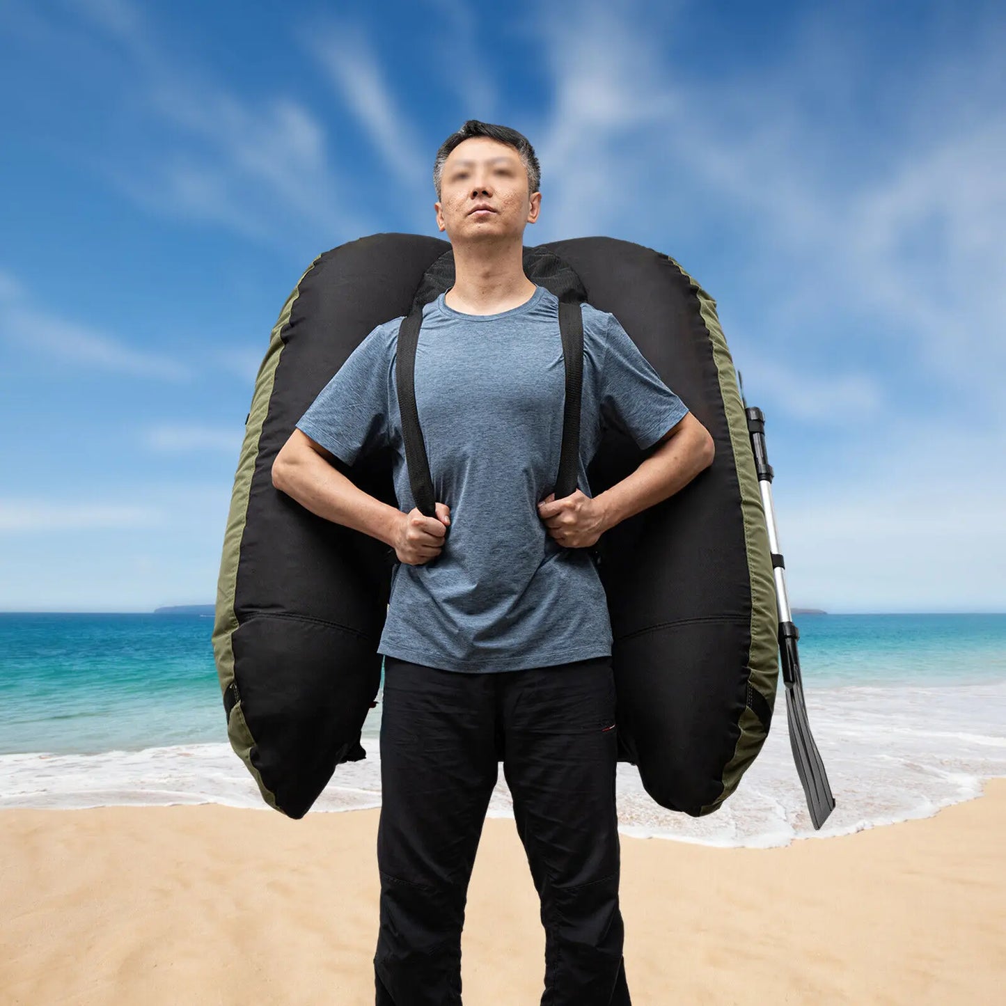 Outdoor Inflatable Fishing Boat Adjustable Backrest 130kg/286.6lbs Load