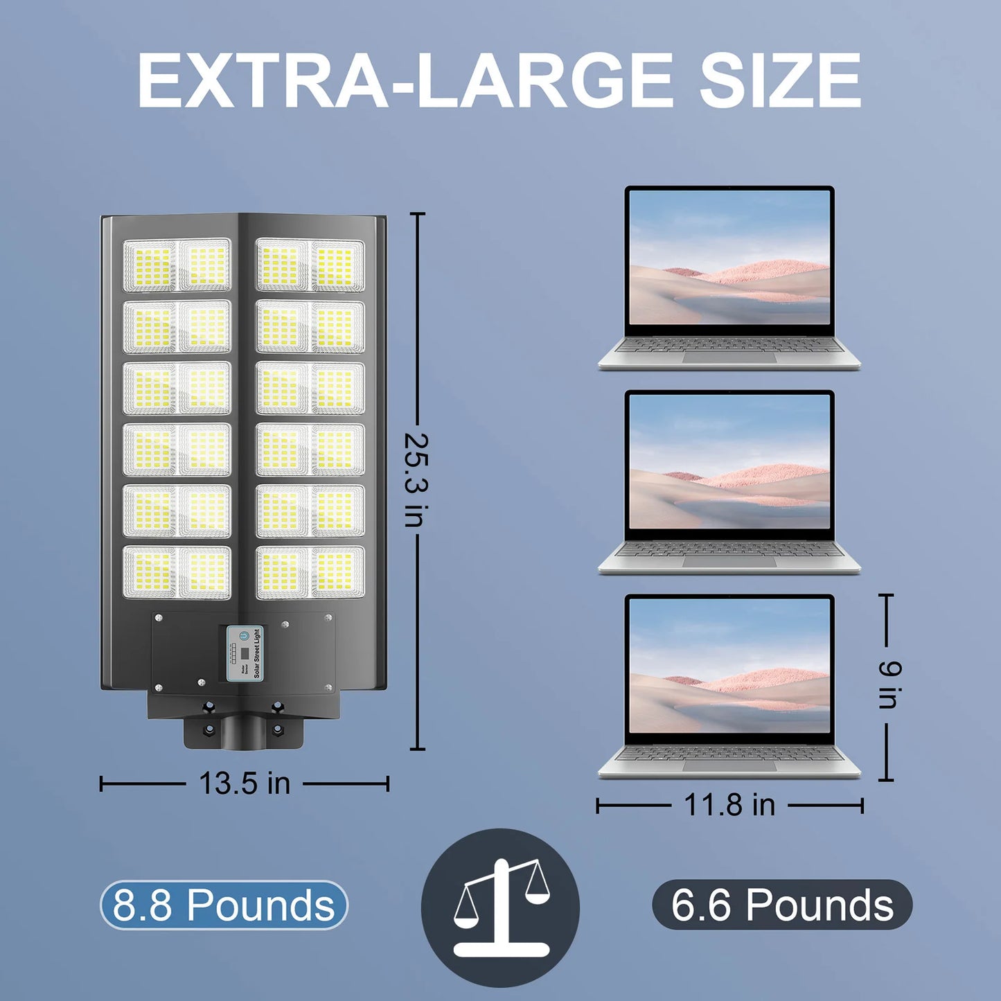2 Pcs 6000W Outdoor  solar light with motion sensor, timer, constant bright mode, dusk-to-dawn, for yard, parking lot, IP65