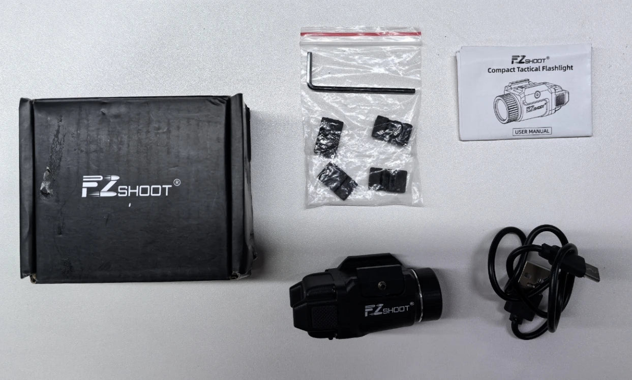 Bright Pistol Light Rechargeable Flashlight Strobe Mode For Picatinny and GL Rails Mini Gun light