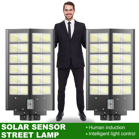 2 Pcs 6000W Outdoor  solar light with motion sensor, timer, constant bright mode, dusk-to-dawn, for yard, parking lot, IP65