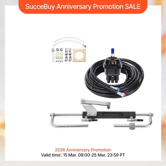 SucceBuy Hydraulic Outboard Steering Kit 90HP Marine Boat Hydraulic Steering System for Single Station Single-Engine Boats Use