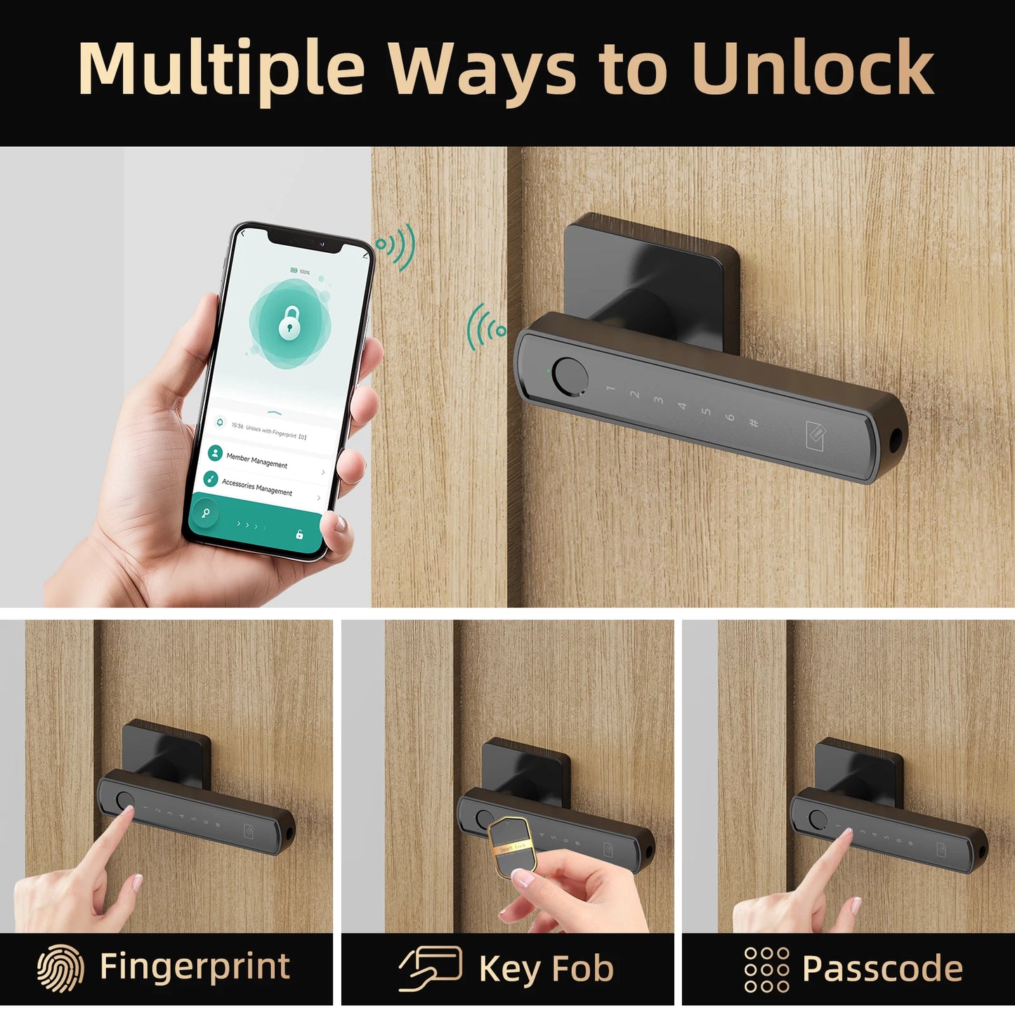 Viladepot Smart Lock Fingerprint Door Lock App Control Passcode Unlock Electronic Touchscreen Keypad