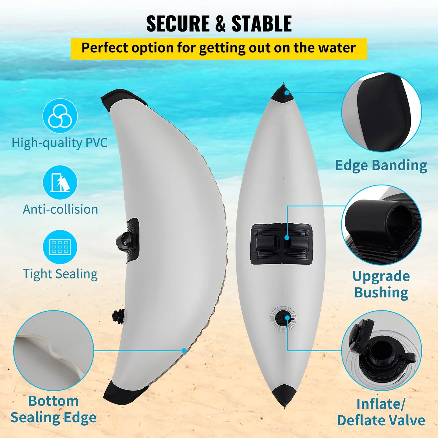 VEVOR 2 Pcs Kayak Outrigger Stabilizer Inflatable Outrigger Float Standing Float Stabilizer System Kit for Canoes Fishing Boats
