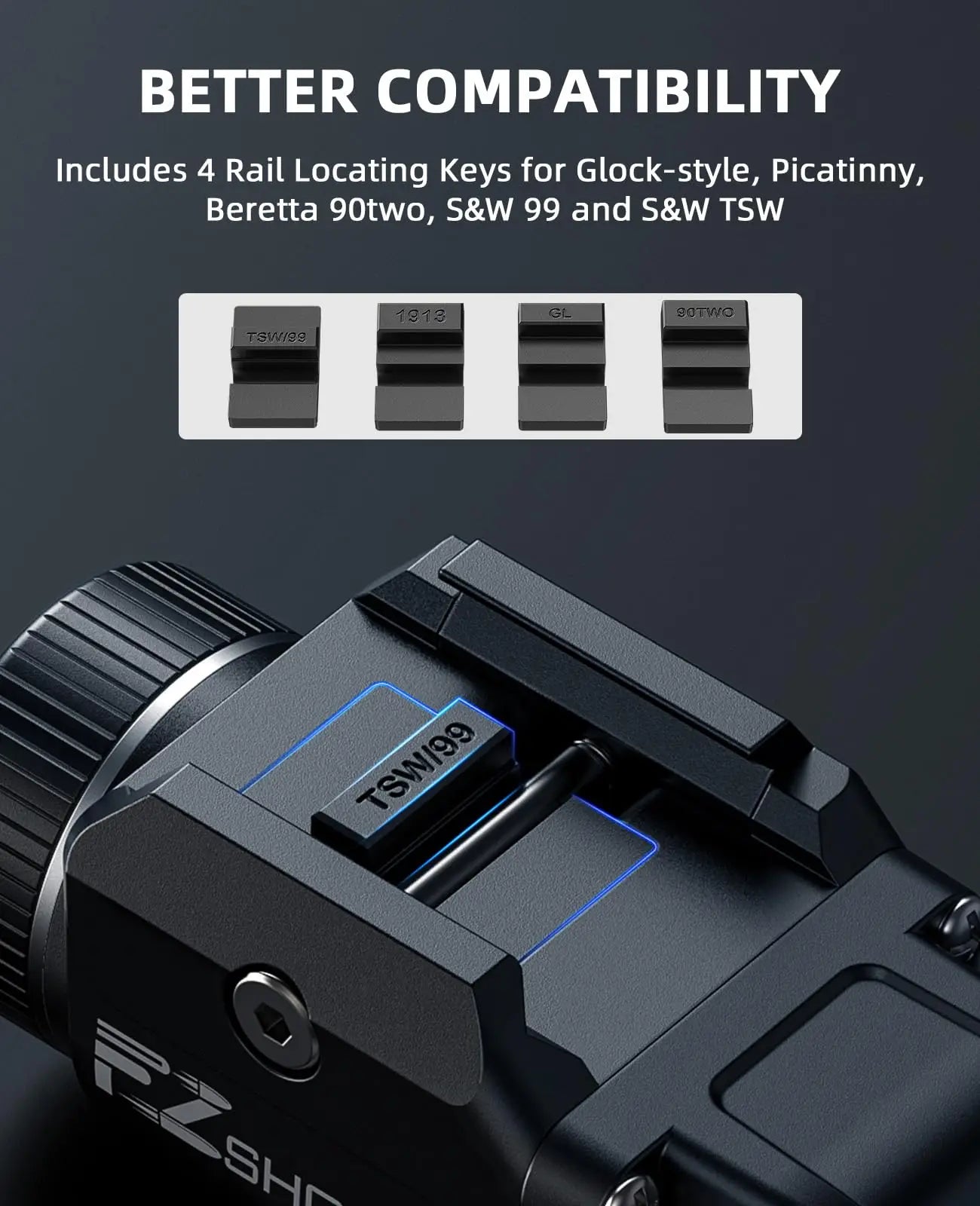 Bright Pistol Light Rechargeable Flashlight Strobe Mode For Picatinny and GL Rails Mini Gun light