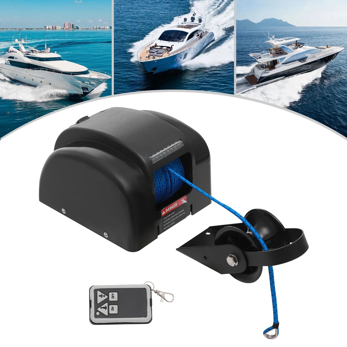 Premium 12V Electric Anchor Winch 45lbs Load 100ft Rope Remote Control Boat Windlass for Boats up to 24ft with Waterproof Design