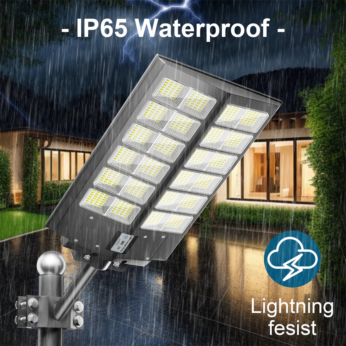 2 Pcs 6000W Outdoor  solar light with motion sensor, timer, constant bright mode, dusk-to-dawn, for yard, parking lot, IP65