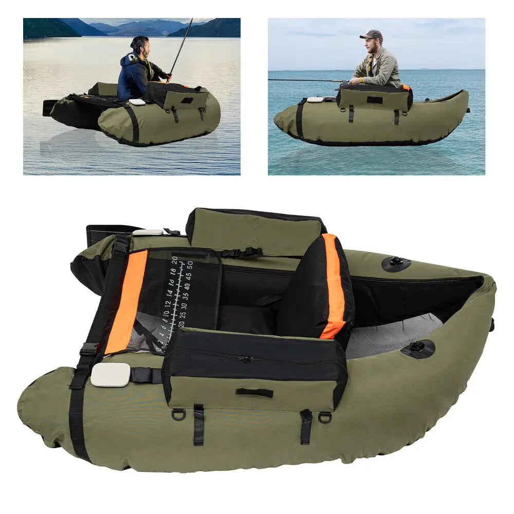 Outdoor Inflatable Fishing Boat Adjustable Backrest 130kg/286.6lbs Load