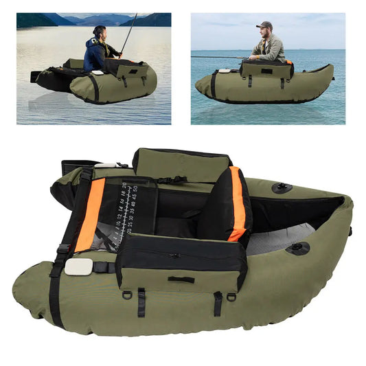 Outdoor Inflatable Fishing Boat Adjustable Backrest 130kg/286.6lbs Load