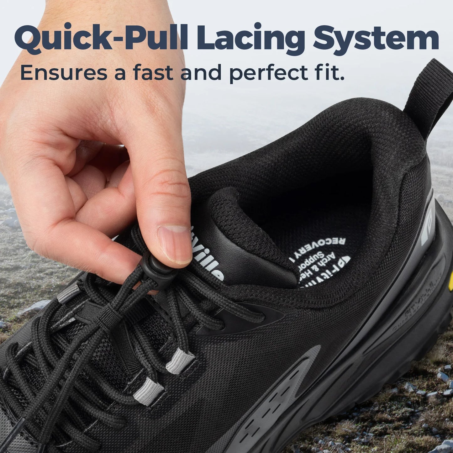 Fittington Wide Shoes For Man  Breathable Mesh Upper Sneakers Non-Slip Trekking Hiking Walking Shoes With High Arch Support