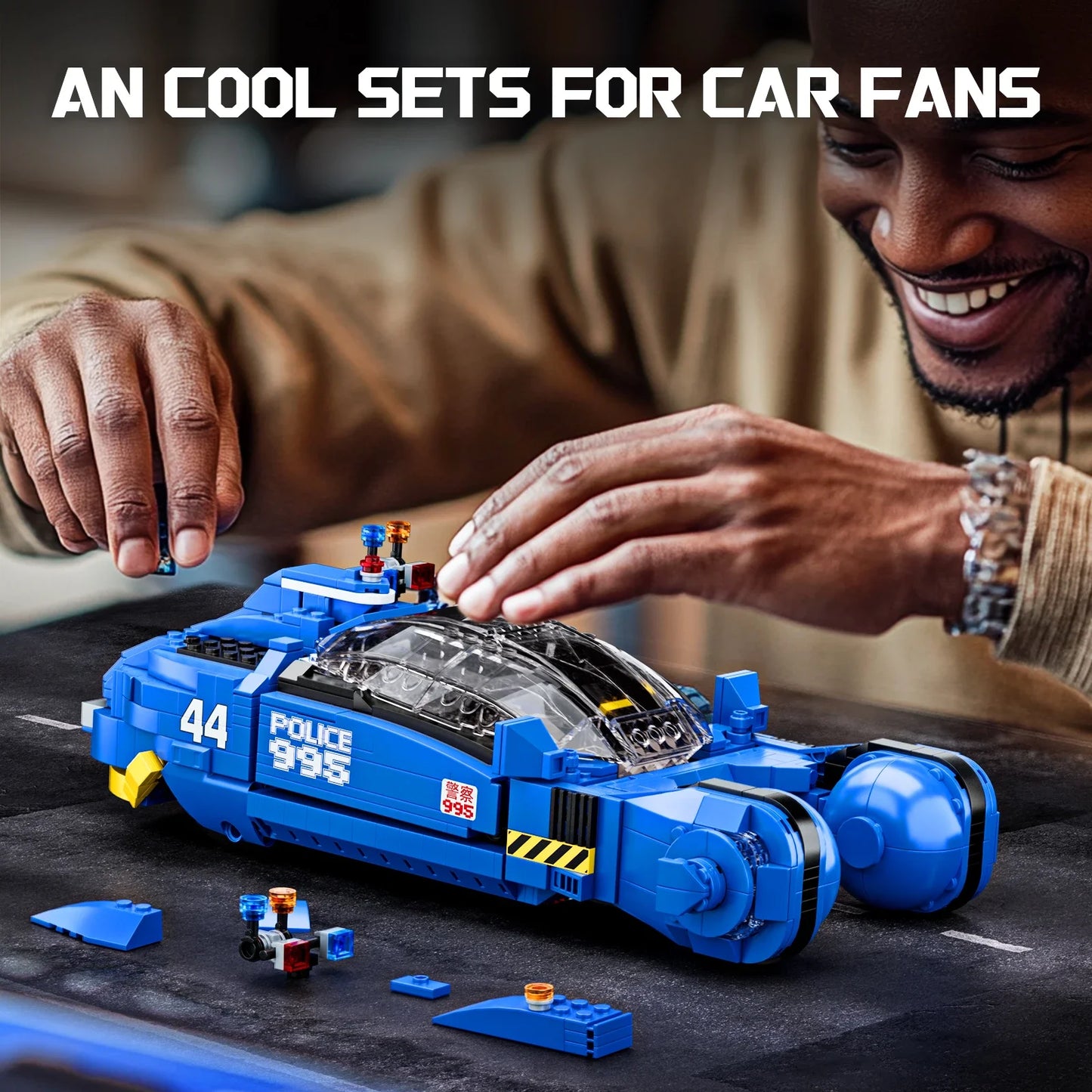 Spinner Vehicle Building Blocks Sci-Fi Movie Car Bricks with Display Stand Collection Toys Fans and Adults Gifts(988 PCS)