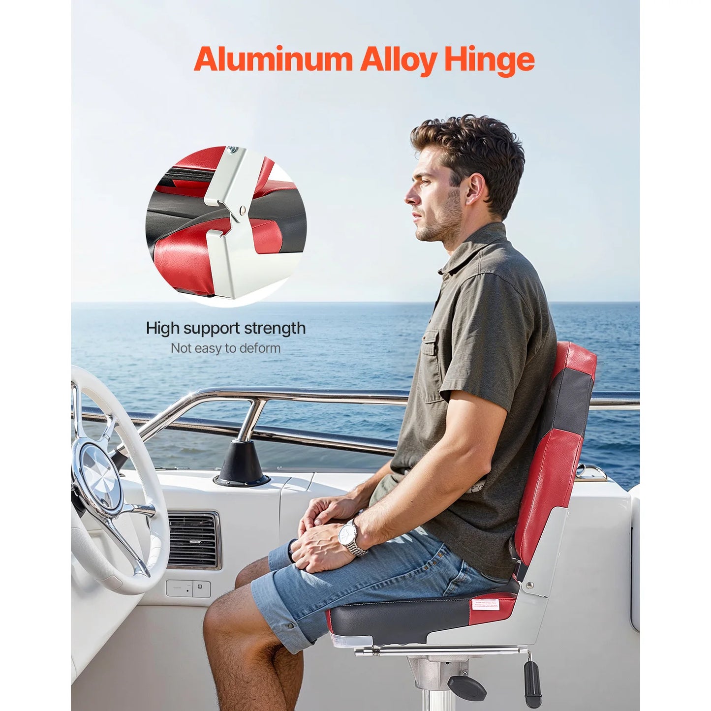 SucceBuy Boat Seat High Backrest Folding Fishing Boat Seat with Aluminum Alloy Hinges Flip Up Boat Seat for Boats, Yachts, Ships