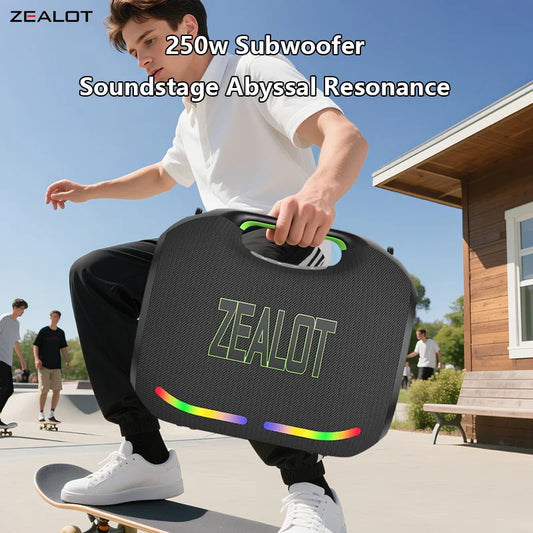 ZEALOT ZE21 250W Wireless Speaker, Outdoor Portable, 48000mAh Long Battery, With RGB Color Lights, Up To 18 Hours Of Play Time.