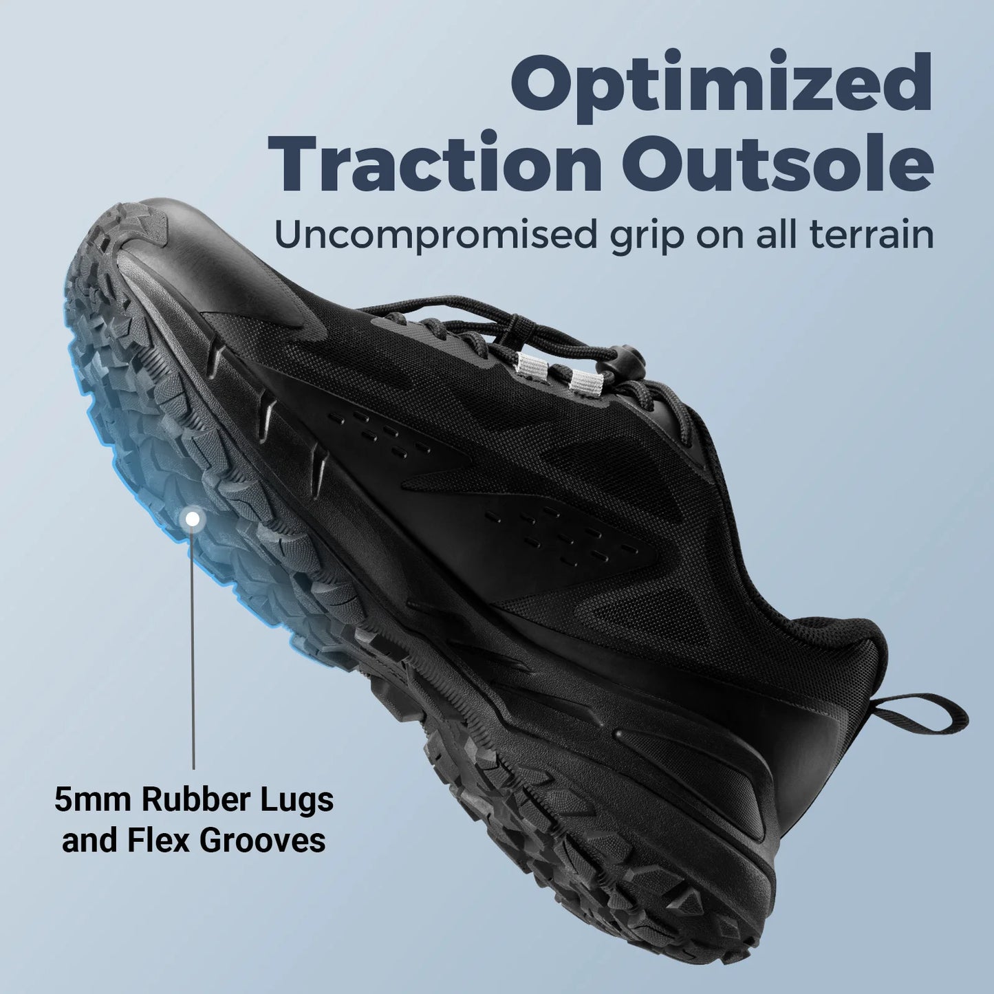 Fittington Wide Shoes For Man  Breathable Mesh Upper Sneakers Non-Slip Trekking Hiking Walking Shoes With High Arch Support